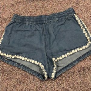 Soft jean material high waisted shorts